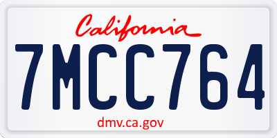 CA license plate 7MCC764