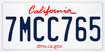 CA license plate 7MCC765