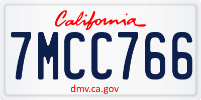 CA license plate 7MCC766