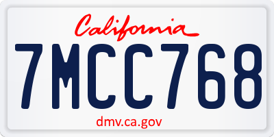 CA license plate 7MCC768