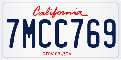 CA license plate 7MCC769
