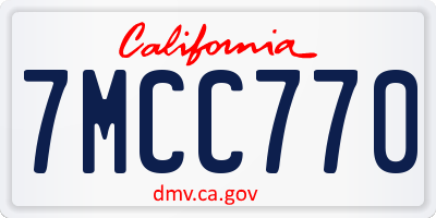 CA license plate 7MCC770