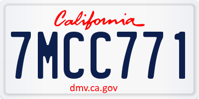 CA license plate 7MCC771