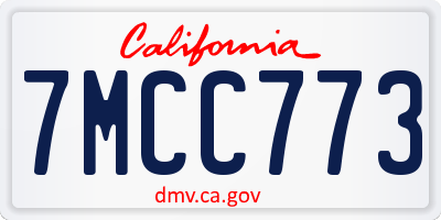 CA license plate 7MCC773