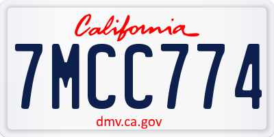 CA license plate 7MCC774