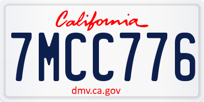 CA license plate 7MCC776