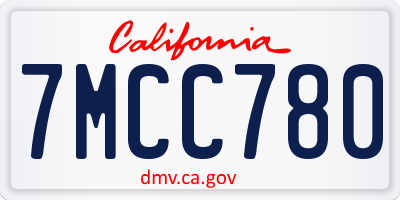 CA license plate 7MCC780