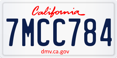 CA license plate 7MCC784