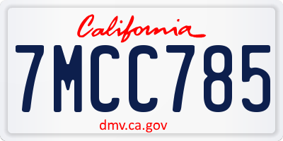 CA license plate 7MCC785