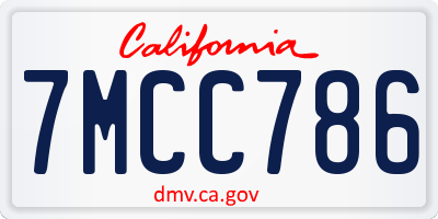 CA license plate 7MCC786