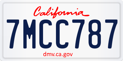 CA license plate 7MCC787