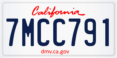 CA license plate 7MCC791