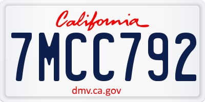CA license plate 7MCC792