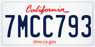 CA license plate 7MCC793