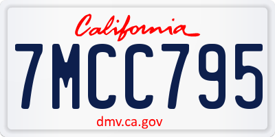 CA license plate 7MCC795