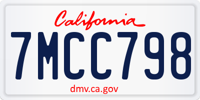 CA license plate 7MCC798