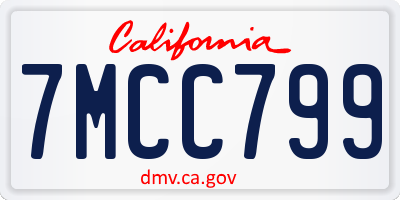 CA license plate 7MCC799