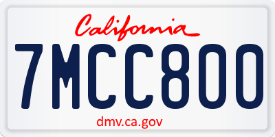 CA license plate 7MCC800
