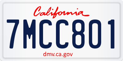 CA license plate 7MCC801