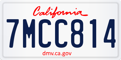 CA license plate 7MCC814