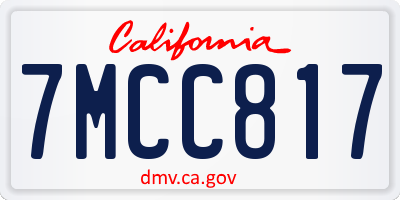 CA license plate 7MCC817