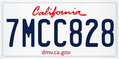 CA license plate 7MCC828
