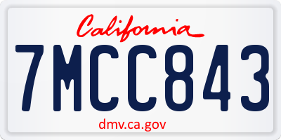 CA license plate 7MCC843