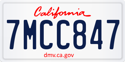 CA license plate 7MCC847