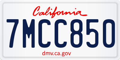 CA license plate 7MCC850