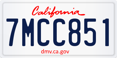 CA license plate 7MCC851
