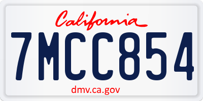 CA license plate 7MCC854