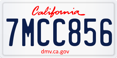 CA license plate 7MCC856