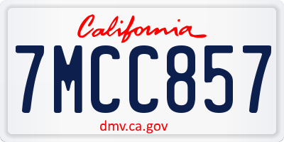 CA license plate 7MCC857