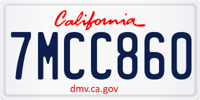 CA license plate 7MCC860