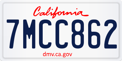 CA license plate 7MCC862