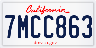 CA license plate 7MCC863