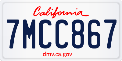 CA license plate 7MCC867