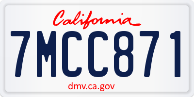 CA license plate 7MCC871