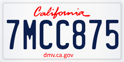 CA license plate 7MCC875