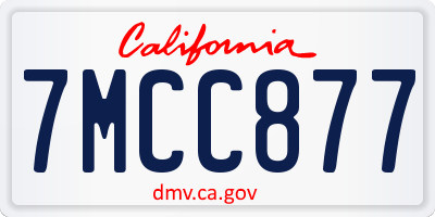 CA license plate 7MCC877