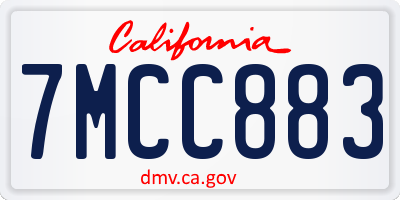 CA license plate 7MCC883