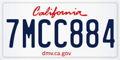 CA license plate 7MCC884