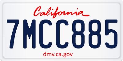 CA license plate 7MCC885