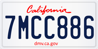 CA license plate 7MCC886