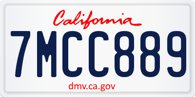 CA license plate 7MCC889