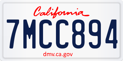 CA license plate 7MCC894