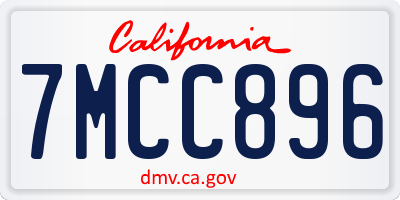 CA license plate 7MCC896