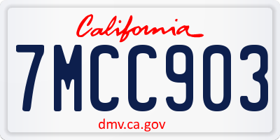 CA license plate 7MCC903
