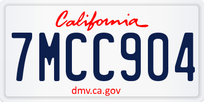 CA license plate 7MCC904