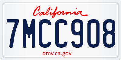 CA license plate 7MCC908
